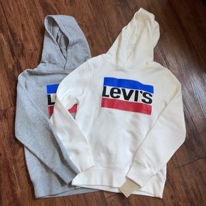 Boys Levi’s hoodie size M one cream and one gray.